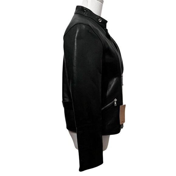 NWT APC FLORENCE BLACK LEATHER JACKET - 34 (XS) - Picture 2 of 16